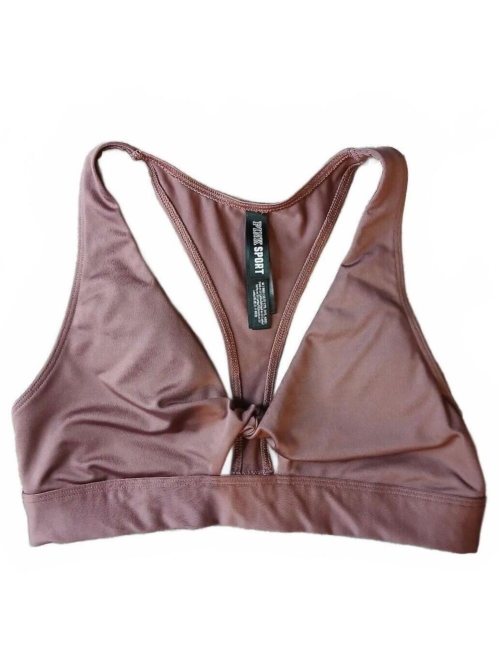 Victoria's Secret PINK Sport Mauve Knot Front Sports Bra Racerback Medium F/29